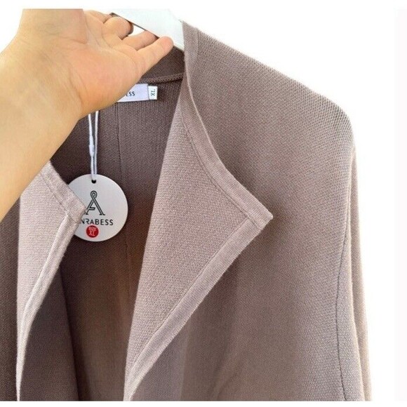 ANRABESS Open Front Knit Cardigan Long Sleeve Sweater Duster Taupe Thick XL - Picture 8 of 8